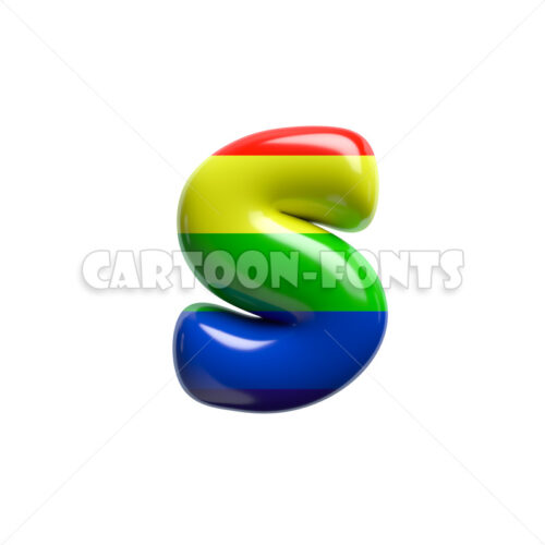 rainbow character S - Small 3d letter - Cartoon fonts - High quality 3d letters and signs illustrations