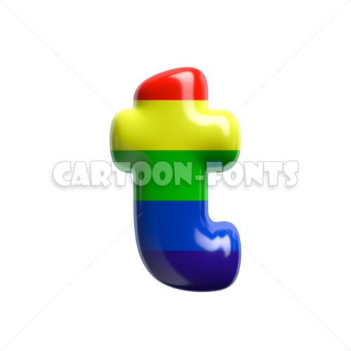 rainbow letter T - lowercase 3d letter - Cartoon fonts - High quality 3d letters and signs illustrations