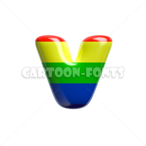 multi-colored character V - Minuscule 3d font - Cartoon fonts - High quality 3d letters and signs illustrations