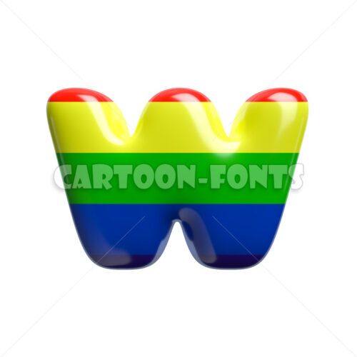 rainbow font W - Small 3d letter - Cartoon fonts - High quality 3d letters and signs illustrations