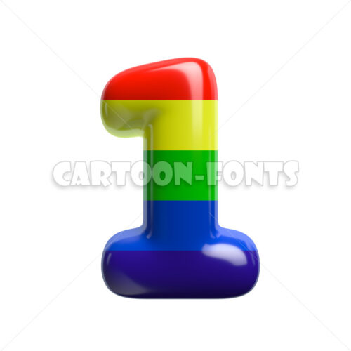 rainbow numeral 1 - 3d digit - Cartoon fonts - High quality 3d letters and signs illustrations