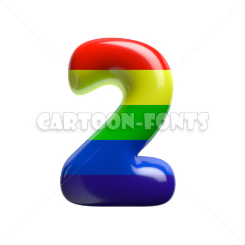 rainbow numeral 2 - 3d number - Cartoon fonts - High quality 3d letters and signs illustrations