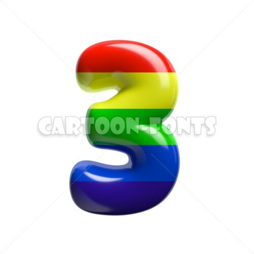 multi-colored numeral 3 - 3d digit - Cartoon fonts - High quality 3d letters and signs illustrations