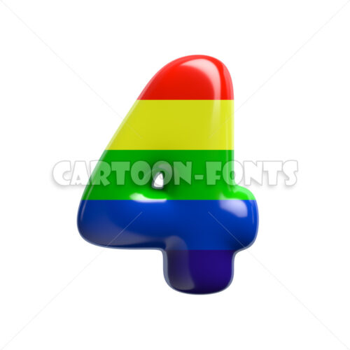 rainbow numeral 4 - 3d number - Cartoon fonts - High quality 3d letters and signs illustrations