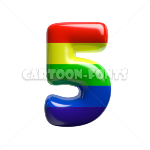 rainbow numeral 5 - 3d digit - Cartoon fonts - High quality 3d letters and signs illustrations