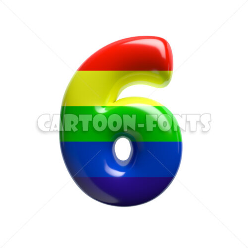 multi-colored numeral 6 - 3d number - Cartoon fonts - High quality 3d letters and signs illustrations