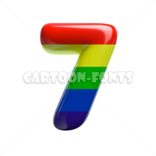 multi-colored numeral 7 - 3d digit - Cartoon fonts - High quality 3d letters and signs illustrations