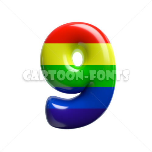multi-colored numeral 9 - 3d digit - Cartoon fonts - High quality 3d letters and signs illustrations