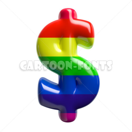multi-colored dollar money - 3d Currency symbol - Cartoon fonts - High quality 3d letters and signs illustrations