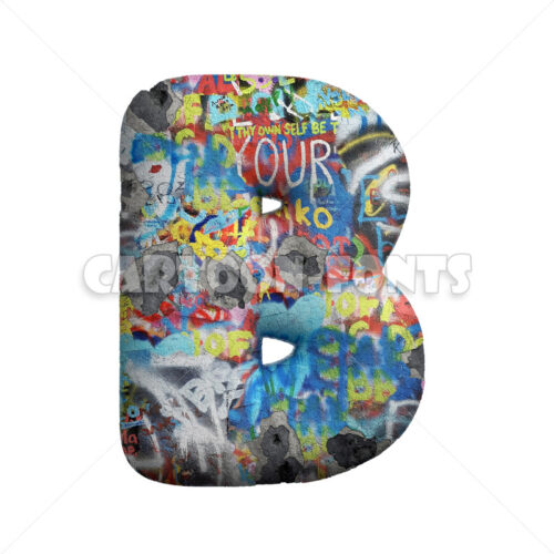 street art character B - Uppercase 3d letter - Cartoon fonts - High quality 3d letters and signs illustrations