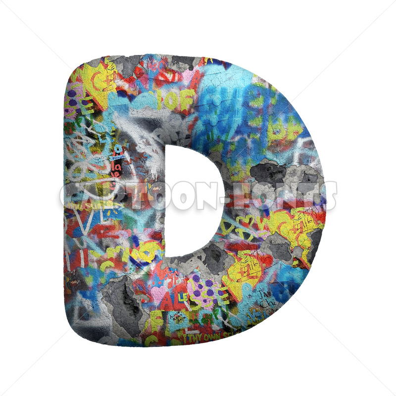 Graffiti letter D | 3d Large character against white background