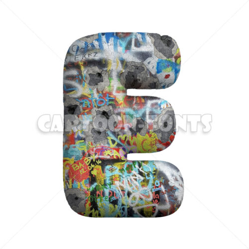 Graffiti font E - Uppercase 3d character - Cartoon fonts - High quality 3d letters and signs illustrations