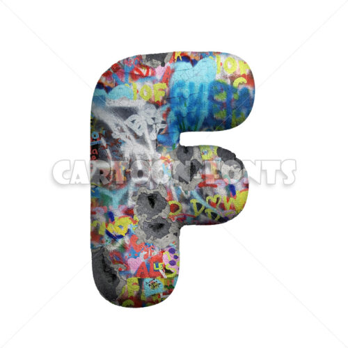 urban character F - Large 3d letter - Cartoon fonts - High quality 3d letters and signs illustrations
