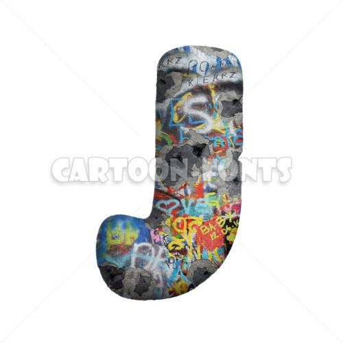street art letter J - capital 3d font - Cartoon fonts - High quality 3d letters and signs illustrations