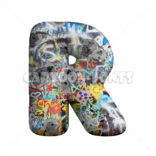 punk character R - Upper-case 3d letter - Cartoon fonts - High quality 3d letters and signs illustrations