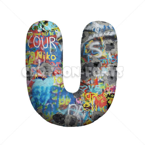 urban character U - uppercase 3d letter - Cartoon fonts - High quality 3d letters and signs illustrations