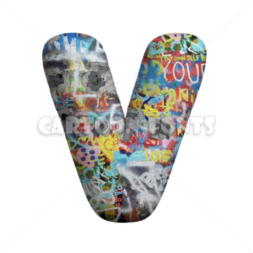 urban font V - large 3d letter - Cartoon fonts - High quality 3d letters and signs illustrations