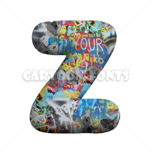 punk character Z - large 3d letter - Cartoon fonts - High quality 3d letters and signs illustrations