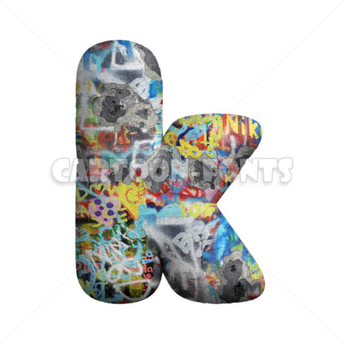 street art font K - Minuscule 3d character - Cartoon fonts - High quality 3d letters and signs illustrations