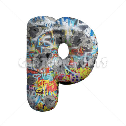 Graffiti letter P - Lower-case 3d character - Cartoon fonts - High quality 3d letters and signs illustrations