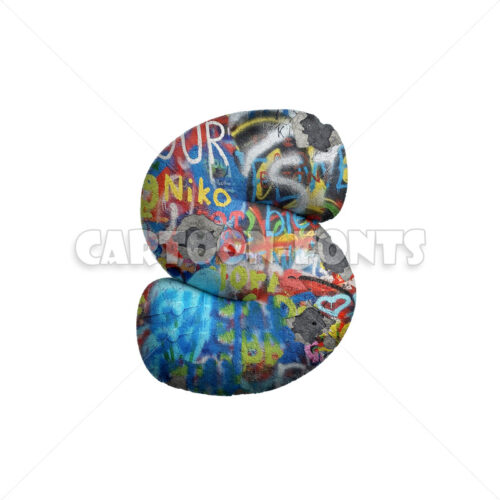 Graffiti character S - Small 3d letter - Cartoon fonts - High quality 3d letters and signs illustrations