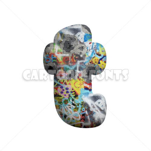 Graffiti letter T - lowercase 3d letter - Cartoon fonts - High quality 3d letters and signs illustrations