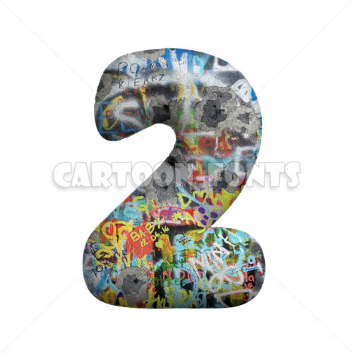 street art numeral 2 - 3d number - Cartoon fonts - High quality 3d letters and signs illustrations