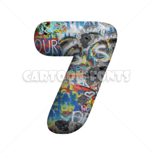 punk numeral 7 - 3d digit - Cartoon fonts - High quality 3d letters and signs illustrations