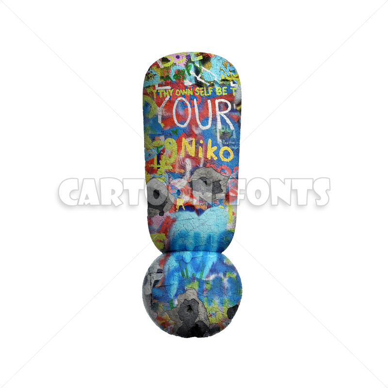 street art exclamation point - 3d sign - Cartoon fonts - High quality 3d letters and signs illustrations